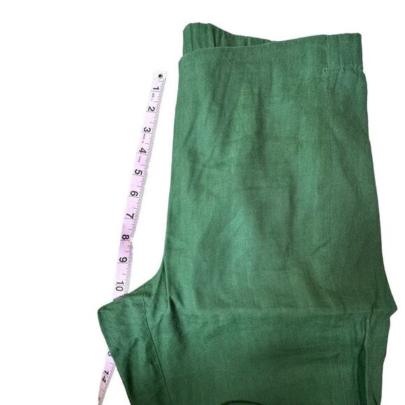 J.Jill Stretch Linen Trouser Pull On Flat Front Split Hem in Moss Olive M - Picture 4 of 9